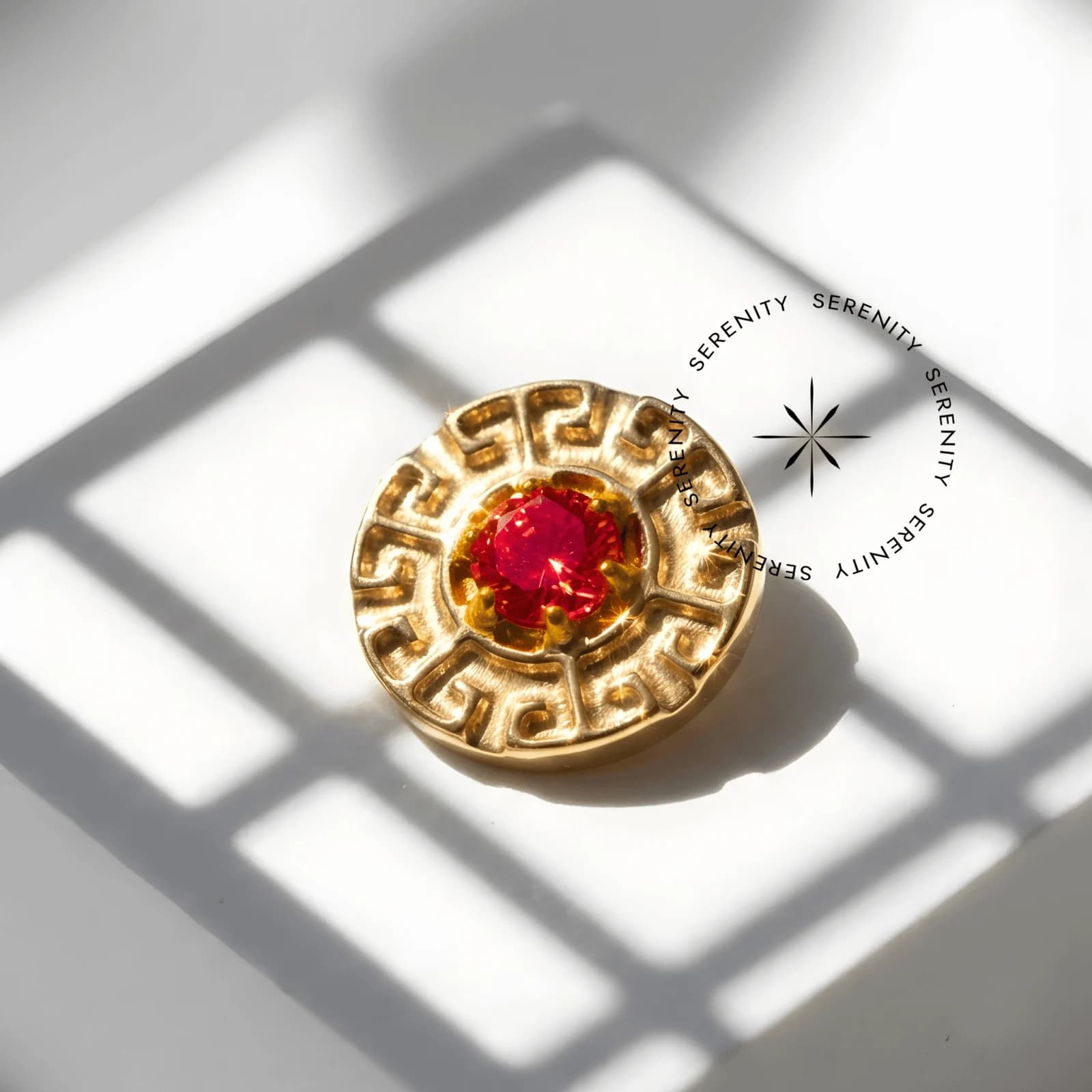 TN1794 - Topo Sol Inca Cravejado - Titânio Revestido de Ouro 18k — foto 1