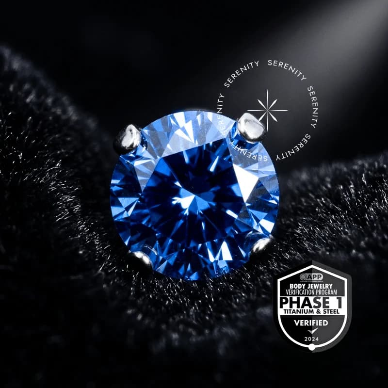 TT07 - Topo Zircônia Blue Prongset Push Pin - Titânio Mill® ASTM F136 — foto 1