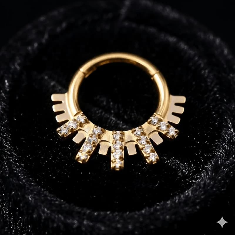 TN1539 - Argola Frontal 5 Barras - Titânio Revestido de Ouro 18k — foto 1