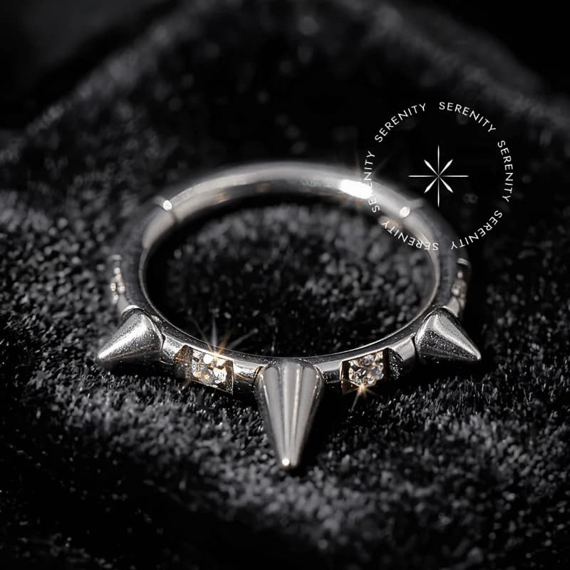 TN484 - Argola Segmento Spikes Cravejado - Titânio Grau Implante (ASTM F136) — foto 1