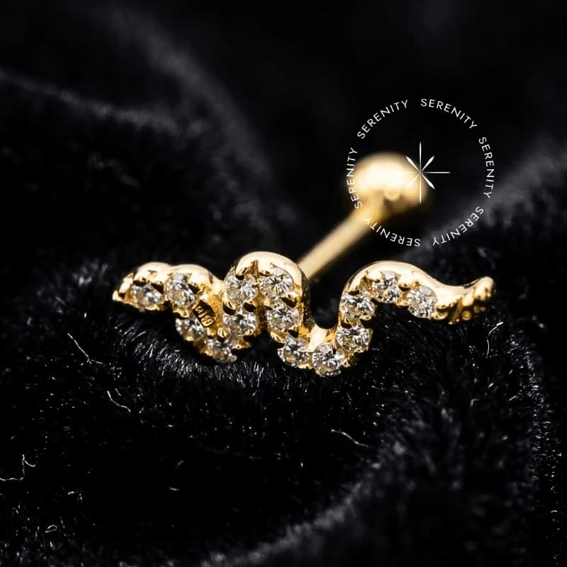OR26 - Microbell Cobra Cravejada - Ouro 18K Maciço — foto 1