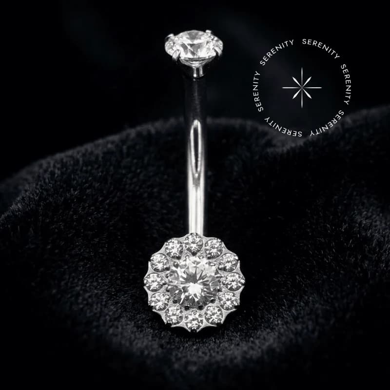TN634 - Piercing Umbigo Flor 12 Pétalas Luxo Delicado - Titânio Grau Implante (ASTM F136) — foto 1