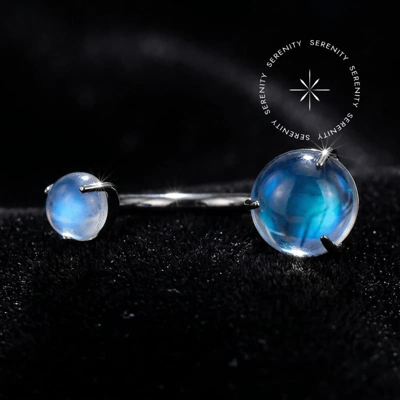 TN1815 - Piercing Umbigo Pedra da Lua Boreal - Titânio Grau Implante (ASTM F136) — foto 1