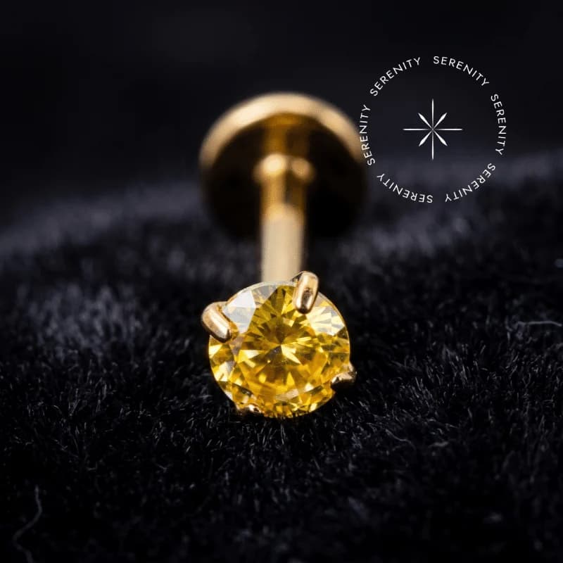 TN2140 - Topo Zircônia Amarela - Titânio Revestido de Ouro 18k — foto 1