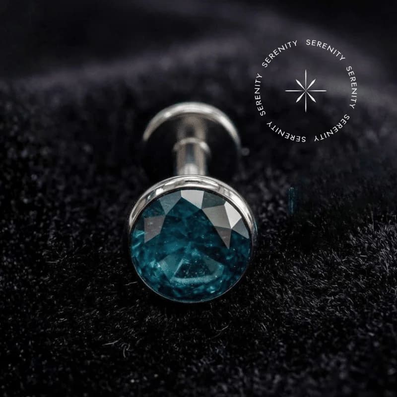 TN1678 - Topo Esfera com Pedra Natural Turquesa - Titânio Grau Implante (ASTM F136) — foto 1