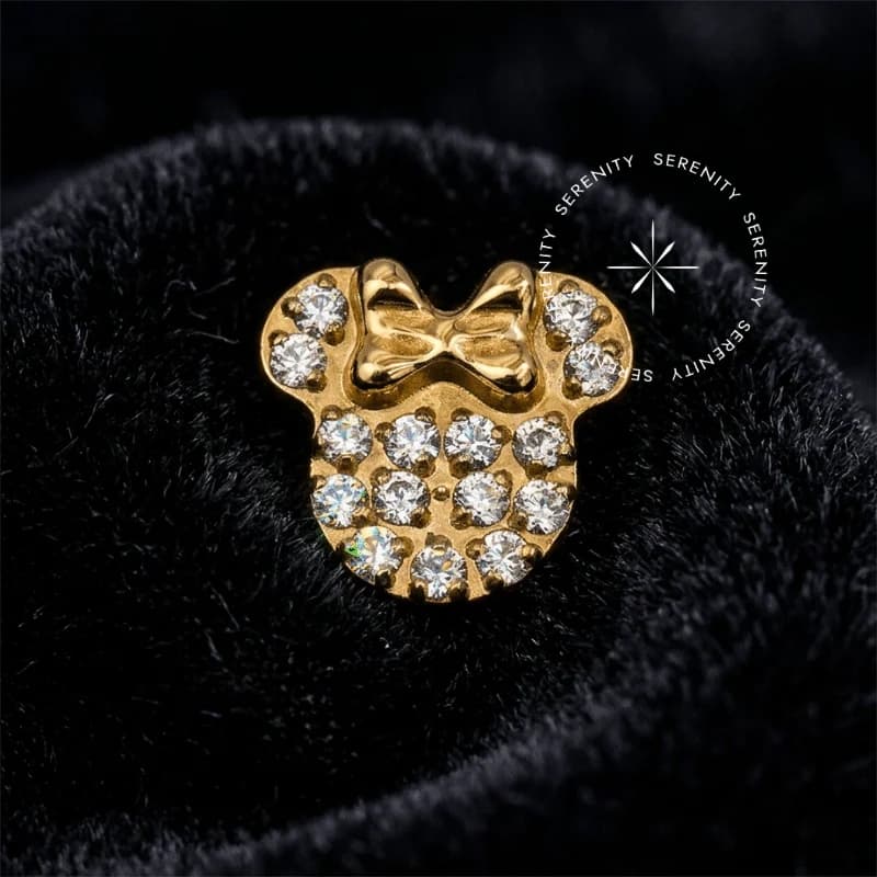 TN1915 - Topo Minnie Mouse - Titânio Revestido de Ouro 18k — foto 1