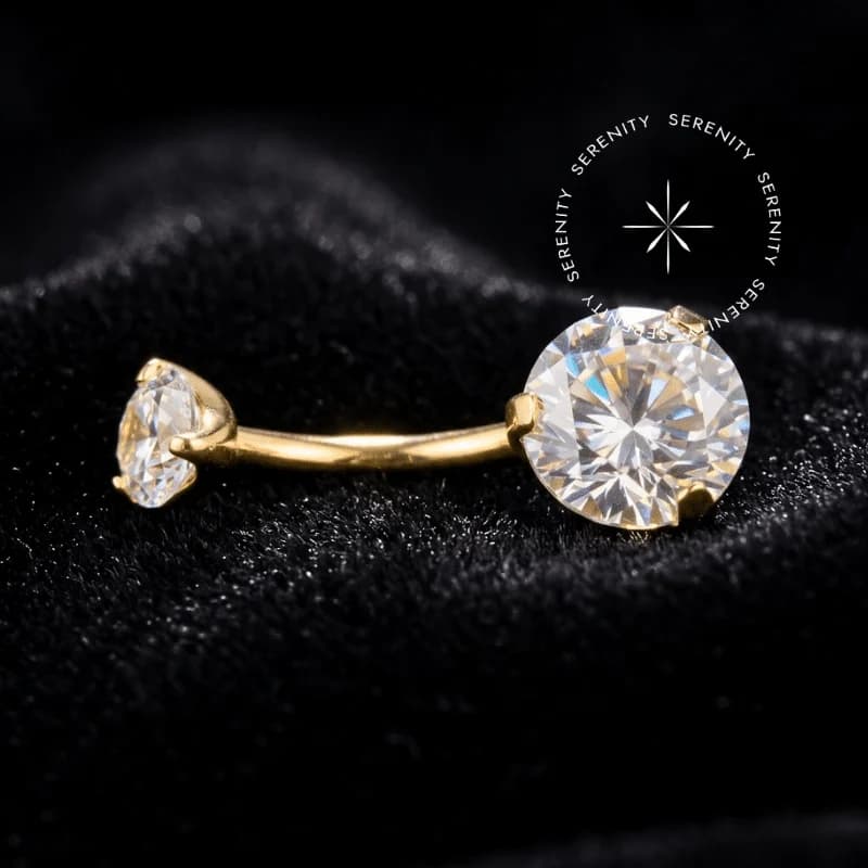 TN482 - Piercing Umbigo Zircônia Cravada - Titânio Revestido de Ouro 18k — foto 1