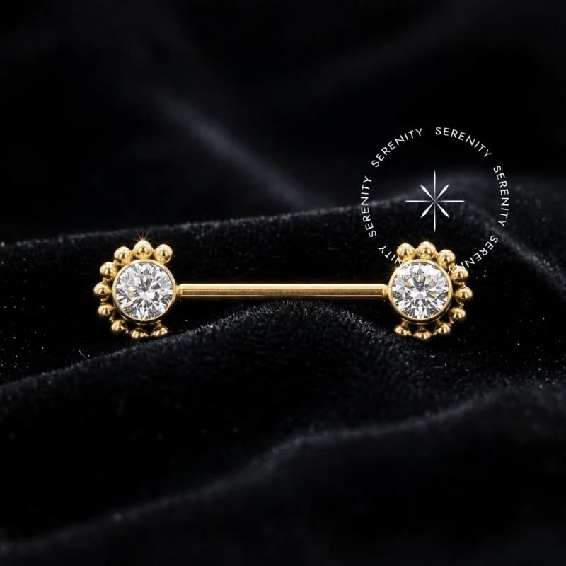TN1041 - Nipple Indiano Push Pin - Titânio Revestido de Ouro 18k — foto 1