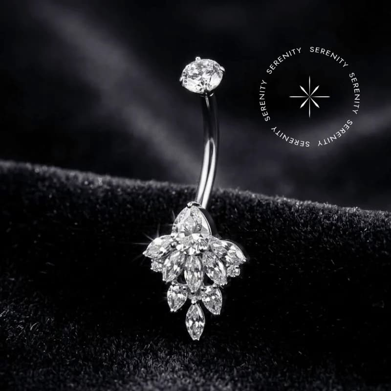 TF19713 - Piercing Umbigo Cluster Floral Luxo - Titânio Grau Implante (ASTM F136) — foto 1