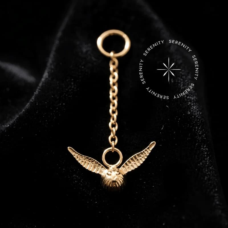 TN1845 - Corrente Pomo de Ouro Harry Potter - Titânio Revestido de Ouro 18k — foto 1