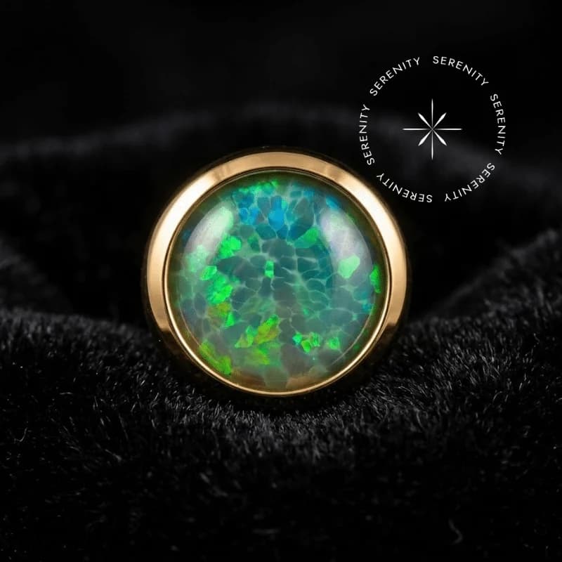 TN1336 - Topo Opala Verde - Titânio Revestido de Ouro 18k — foto 1