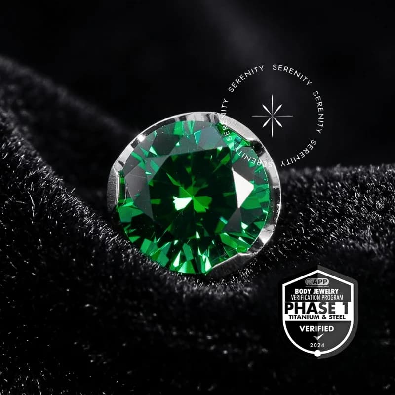 TT19 - Topo Zircônia Verde Esmeralda Push Pin - Titânio Mill® ASTM F136 — foto 1