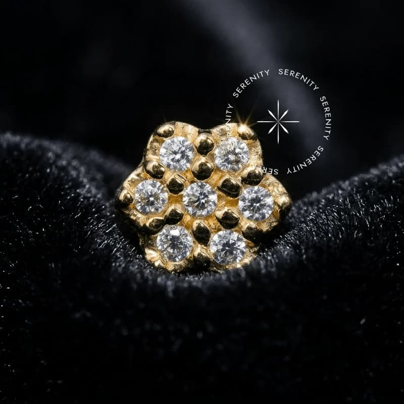 OR104 - Topo Flor 7 Pétalas - Ouro 18K Maciço — foto 1