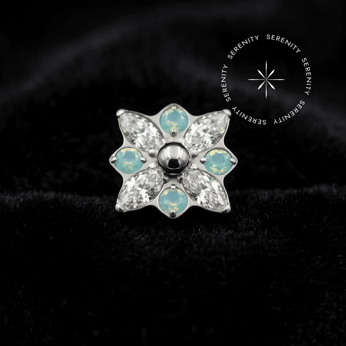 TN596 - Topo Cravejado Flor de Lótus - Titânio Grau Implante (ASTM F136) — foto 1