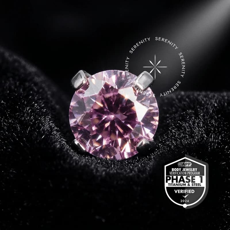 TT10 - Topo Zircônia Rosa Prongset Push Pin - Titânio Mill® ASTM F136 — foto 1