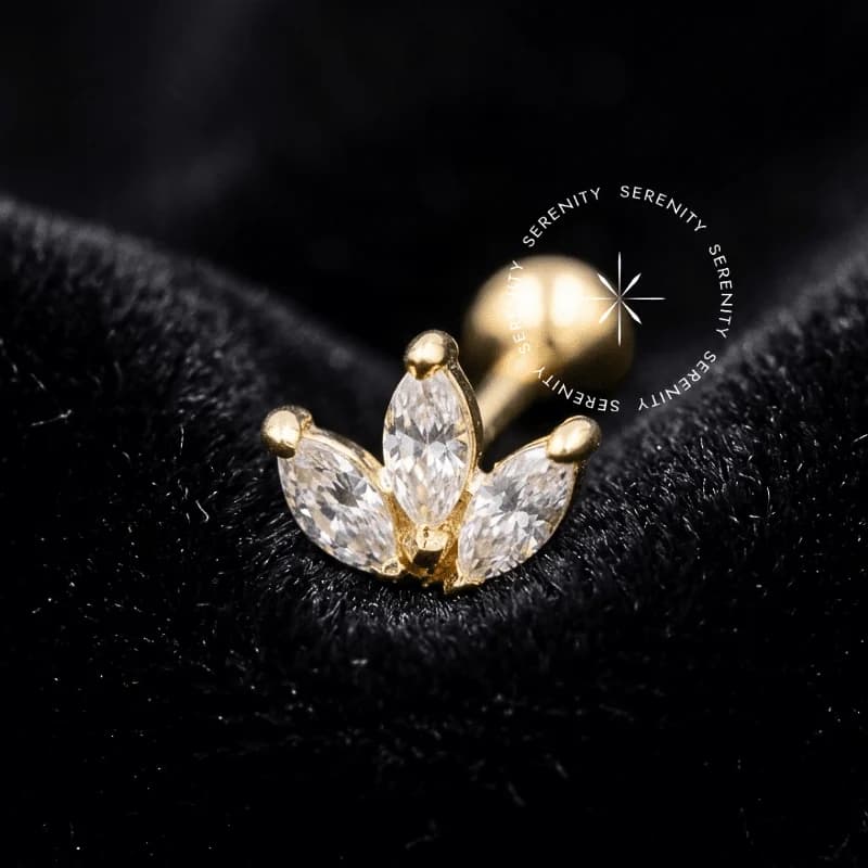 OR37 - Piercing Luxo Microbell Coroa Cravejado - Ouro 18K Maciço — foto 1