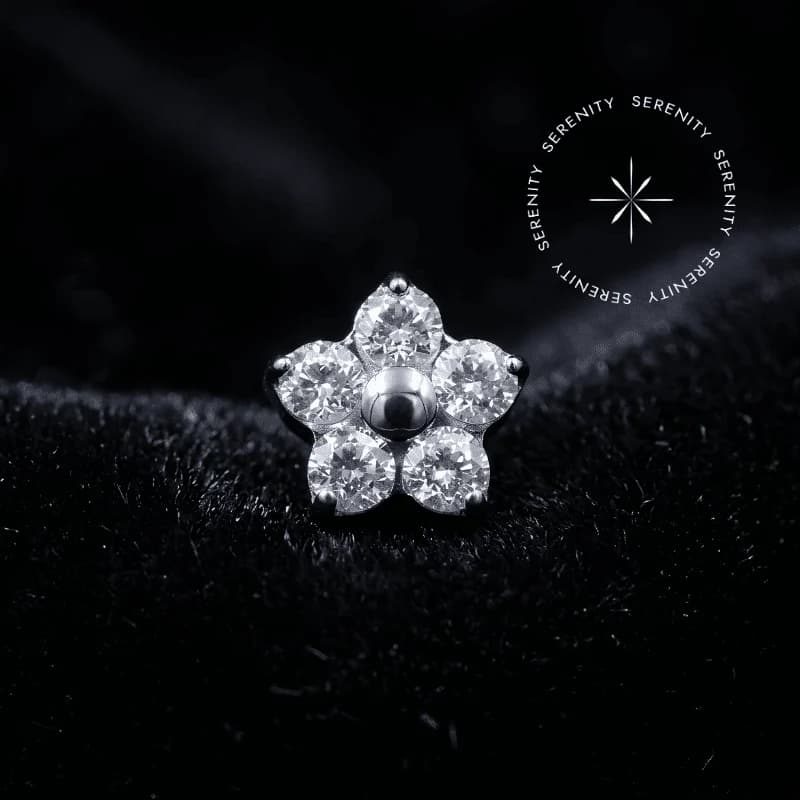 TN959 - Topo Cravejado Flor 4.5mm - Titânio Grau Implante (ASTM F136) — foto 1