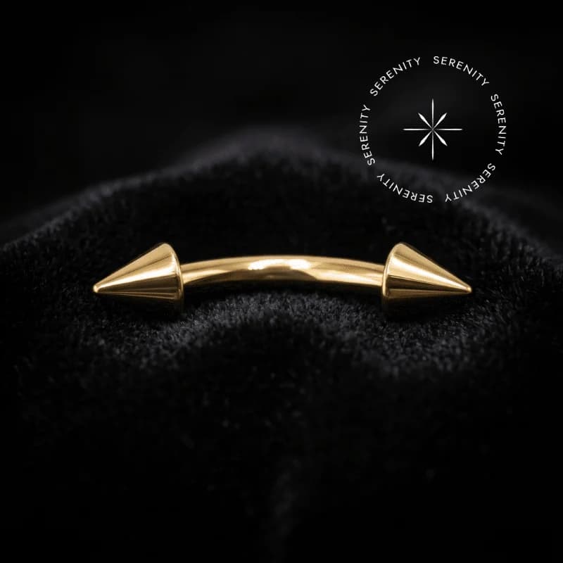 TN1670 - Microbell Curvo Spike - Titânio Revestido de Ouro 18k — foto 1