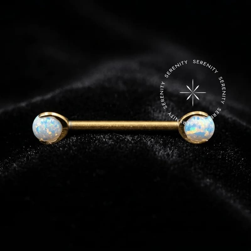 TN699 - Nipple Opala Branca - Titânio Revestido de Ouro 18k — foto 1
