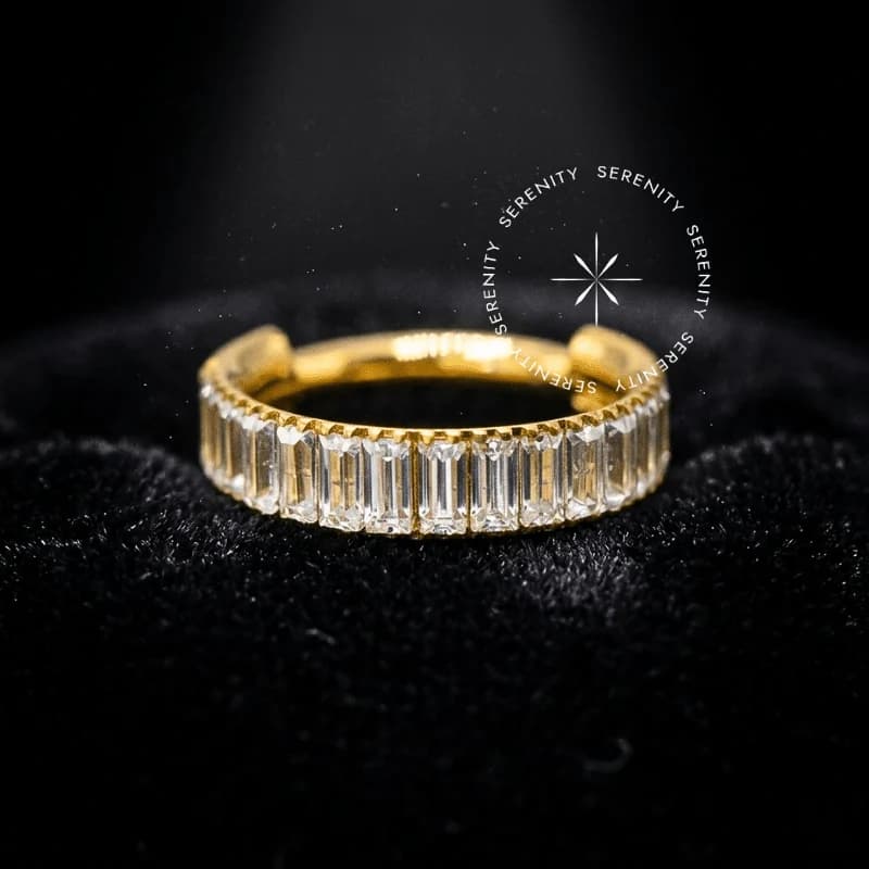 TN1656 - Argola Lateral Baguetes - Titânio Revestido de Ouro 18k — foto 1