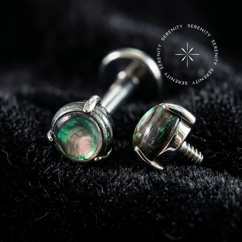 TN 3653 - Topo Pedra Natural Abalone 3mm - Titânio Grau Implante (ASTM F136) — foto 1