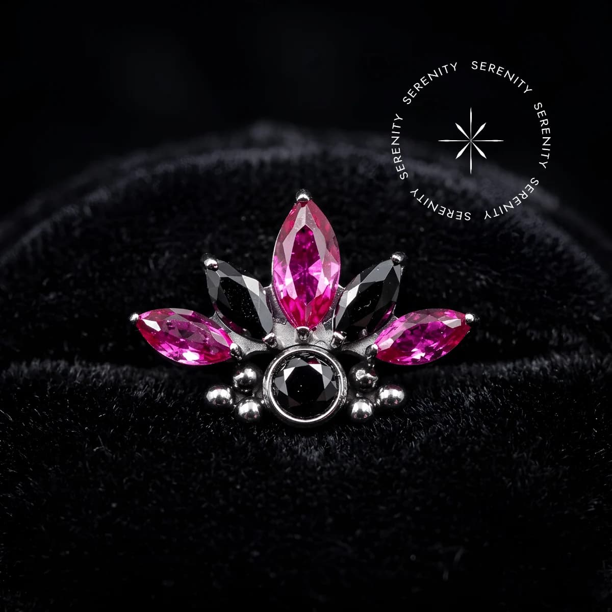 TN917 - Topo Cluster Navetes Black & Pink - Titânio Grau Implante (ASTM F136) — foto 1