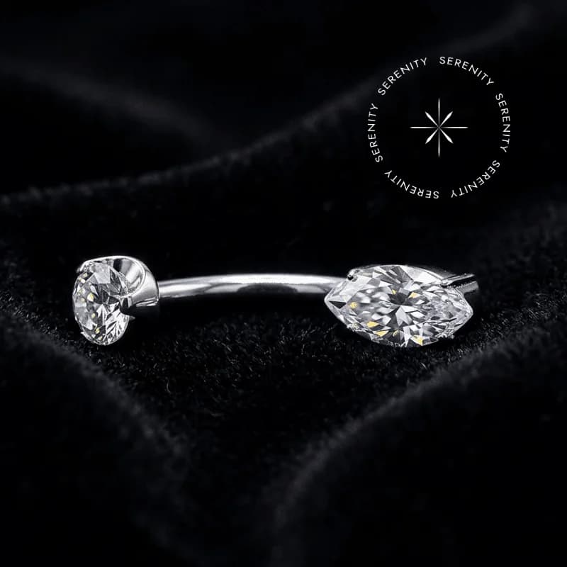 TN1253 - Piercing Umbigo Navel Cravejado Navete - Titânio Grau Implante (ASTM F136) — foto 1