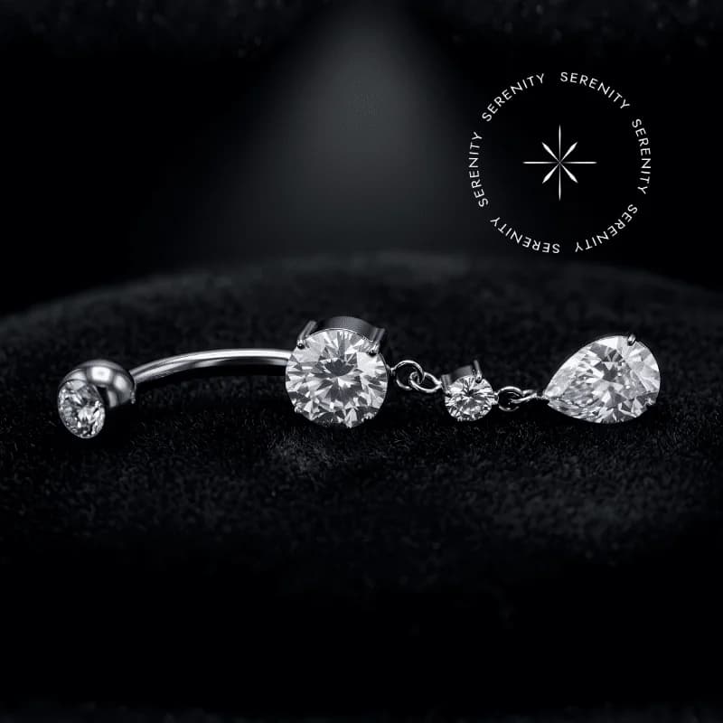TN1316 - Piercing Umbigo Pingente Gota Luxo - Titânio Grau Implante (ASTM F136) — foto 1