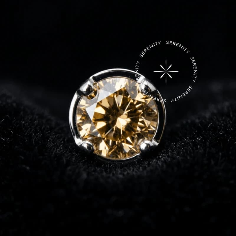 TN2232 - Topo Piercing Prong Flat Zircônia Champanhe Rosca - Titânio Grau Implante — foto 1