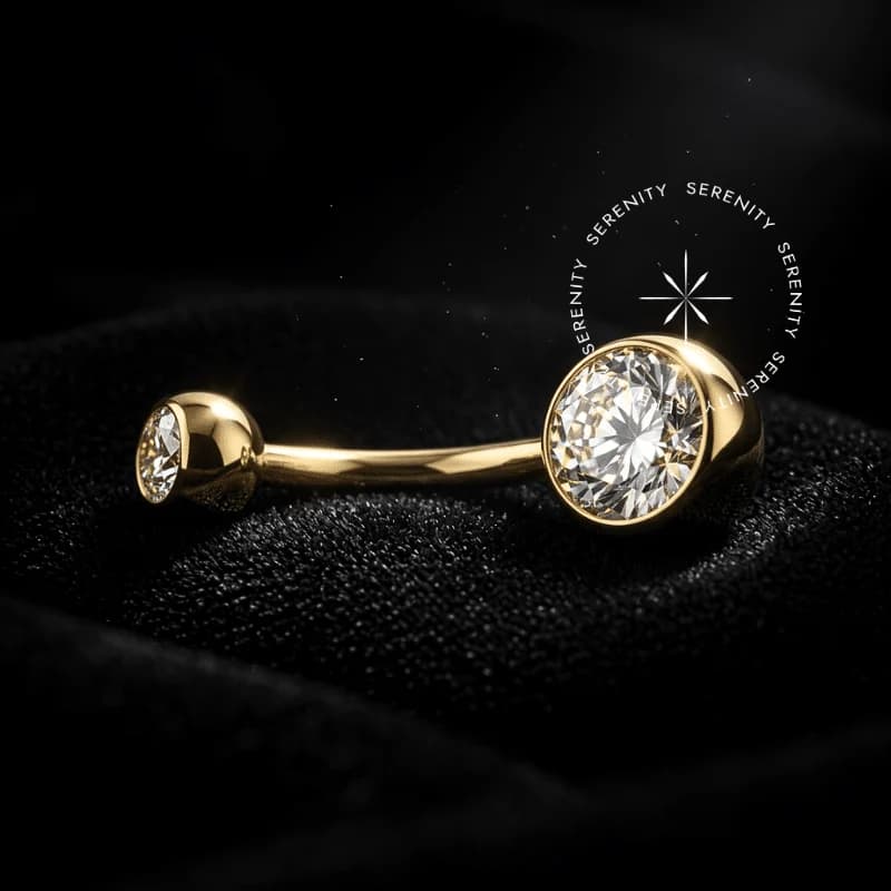 TN483 Piercing de Umbigo Titânio e Ouro 18k com Zircônia — foto 1