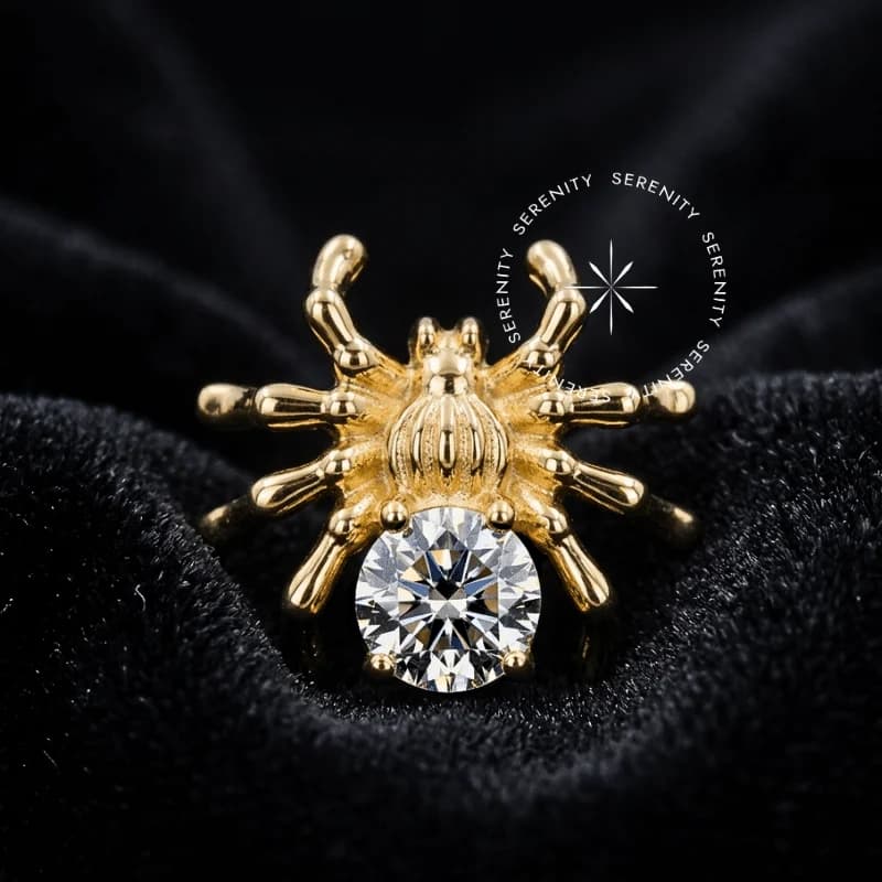 OR65 - Topo Aranha Cravejado Luxo - Ouro 18K Maciço — foto 1