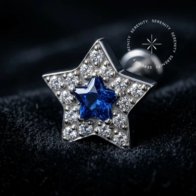 TN 2883 - Topo Estrela Azul Royal - Titânio Grau Implante (ASTM F136) — foto 1