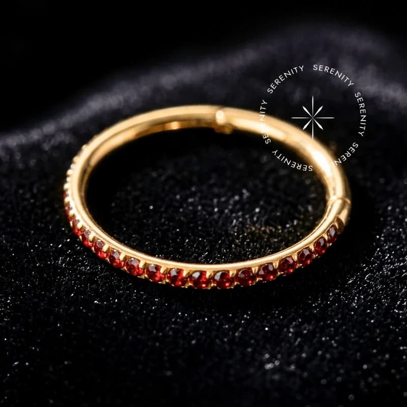 TN1617 - Argola Cravejada Garnet - Titânio Revestido de Ouro 18k — foto 1