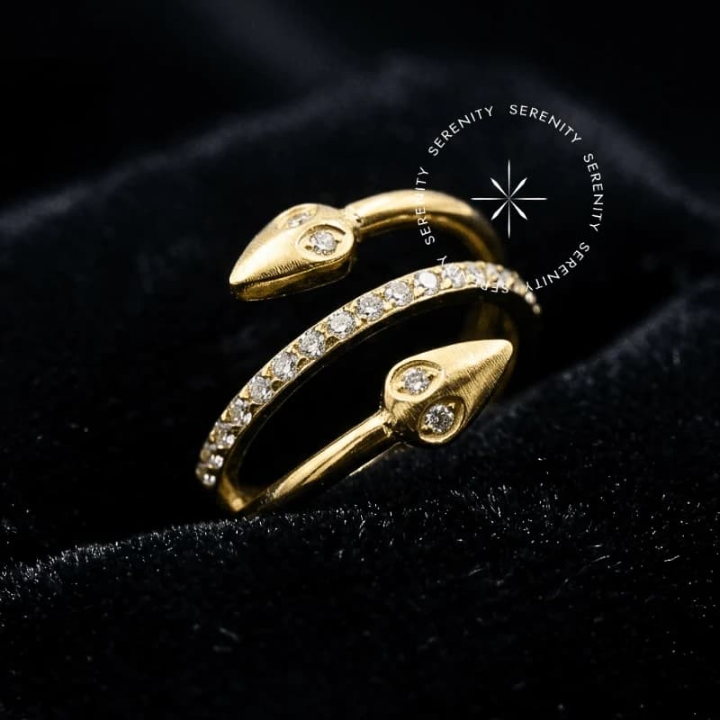 TN601 - Argola Lateral Dupla Serpente - Titânio Revestido de Ouro 18k — foto 1
