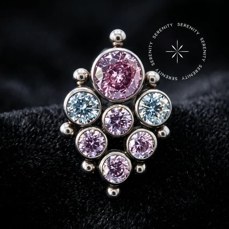 TN 2109 - Topo Cluster Ornamento Cravejada - Titânio Grau Implante (ASTM F136) — foto 1