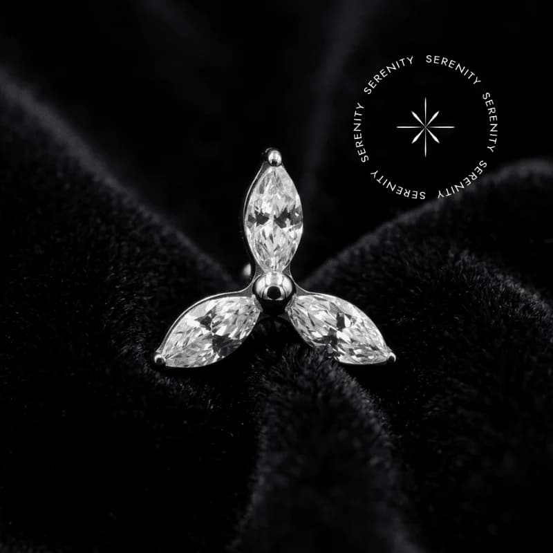 TN719 - Topo Três Pétalas Marquise - Titânio ASTM F136 Grau Implante — foto 1