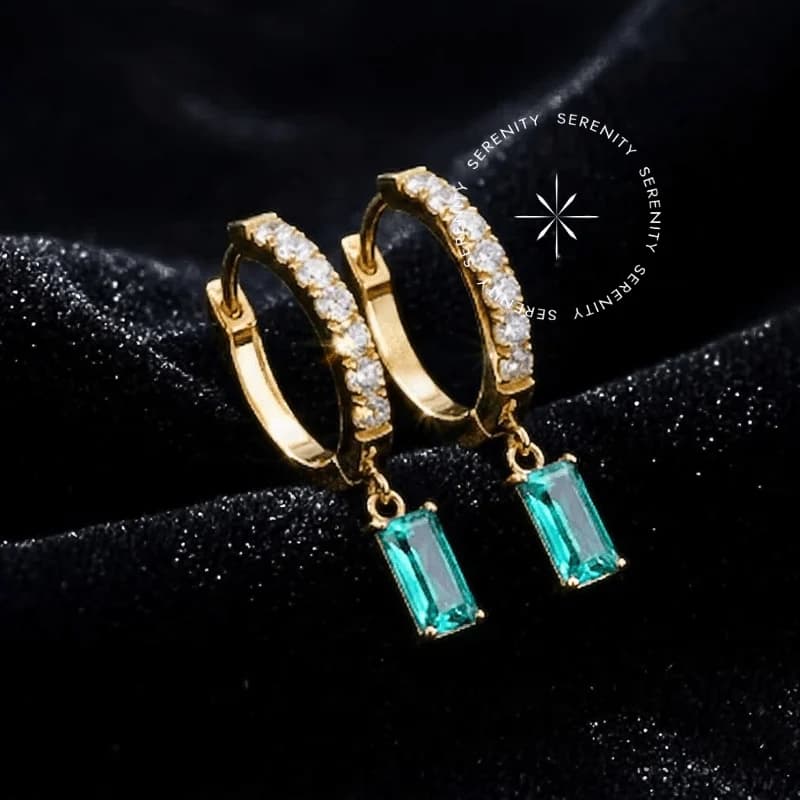 TN2165 - Brinco Argola Clicker Pingente Baguete - Titânio Revestido de Ouro 18k — foto 1