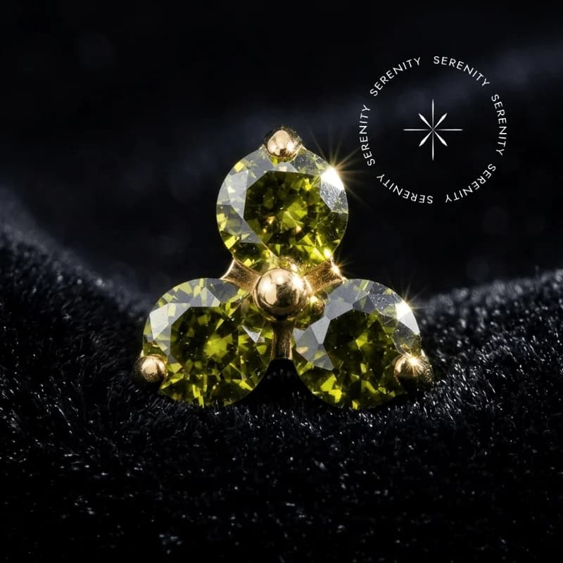 TN2320 - Topo Trinity Lux Zircônia Dark Peridot - Titânio Revestido de Ouro 18k — foto 1