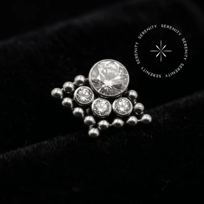 TN566 - Topo Leque Cravejado com Esferas - Titânio Grau Implante (ASTM F136) — foto 1