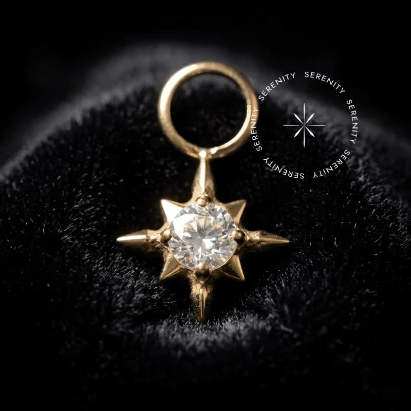TN1652 - Pingente Estrela do Norte - Titânio Revestido de Ouro 18k — foto 1