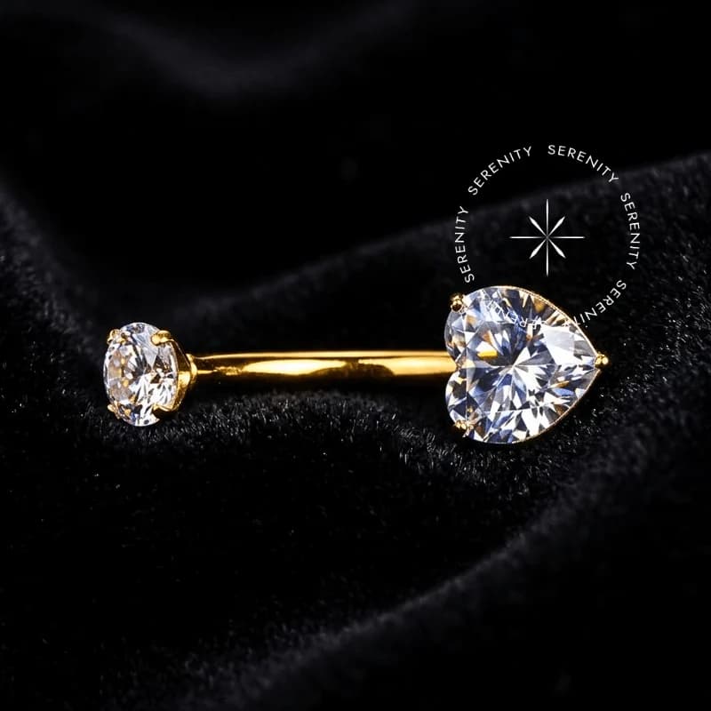 TN1220 - Piercing Umbigo Coração - Titânio Revestido de Ouro 18k — foto 1