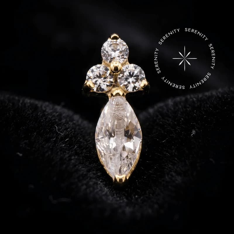 TN2485 - Topo Estilo Indiano 3cz e Marquise - Titânio Revestido de Ouro 18k — foto 1