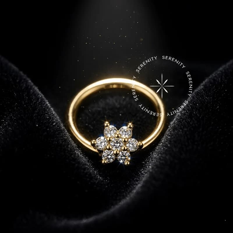 OR16 Argola Captive Flor Zirconias Ouro 18K — foto 1