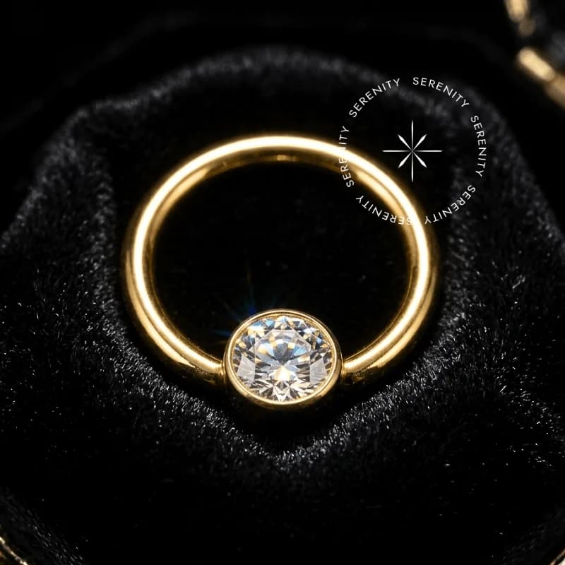 TN295 - Argola Frontal Ponto de Luz Flat - Titânio Revestido de Ouro 18k — foto 1