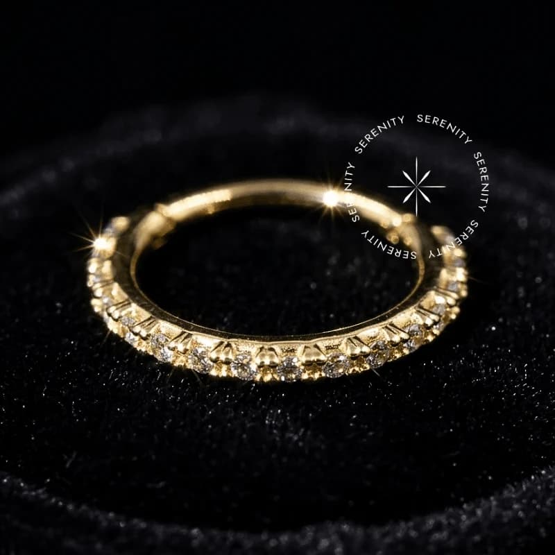 OR62 - Argola Segmento Cravejada Delicada - Ouro 18K Maciço — foto 1