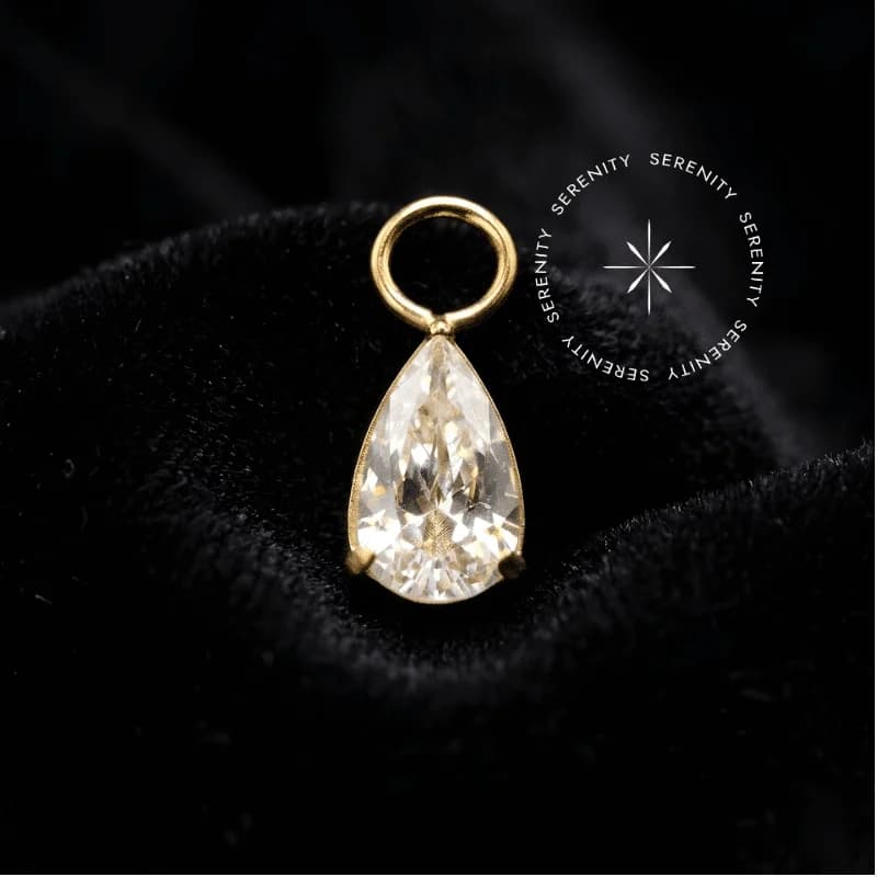 TN1692 - Pingente Zircônia Gota - Titânio Revestido de Ouro 18k — foto 1