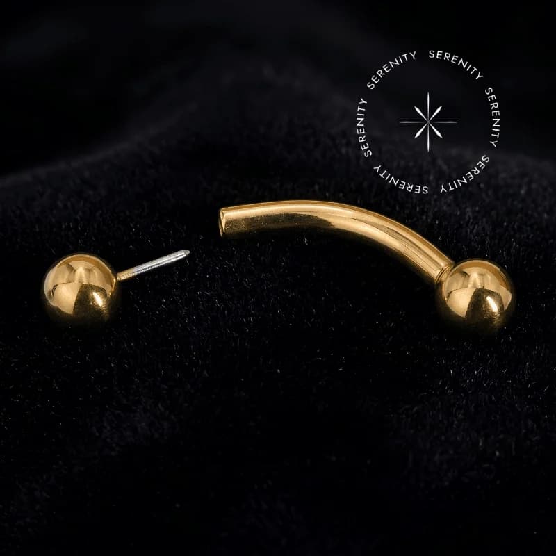 TN2174 - Microbell Curvo Push Pin - Titânio Revestido de Ouro 18k — foto 1