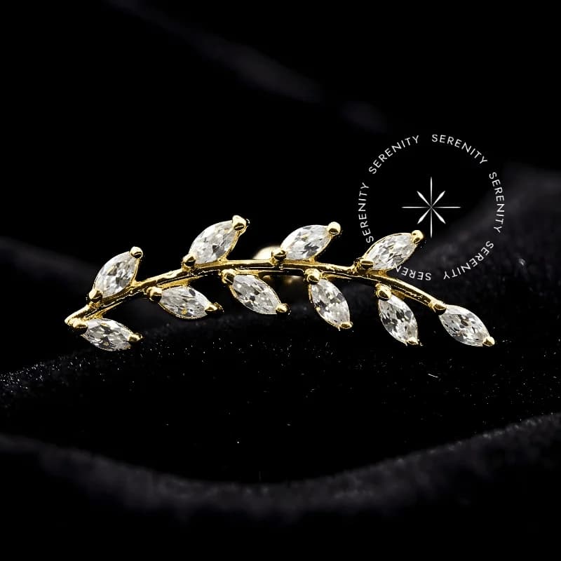 OR39 - Piercing Microbell Galho 10 Navetes - Ouro 18K Maciço — foto 1