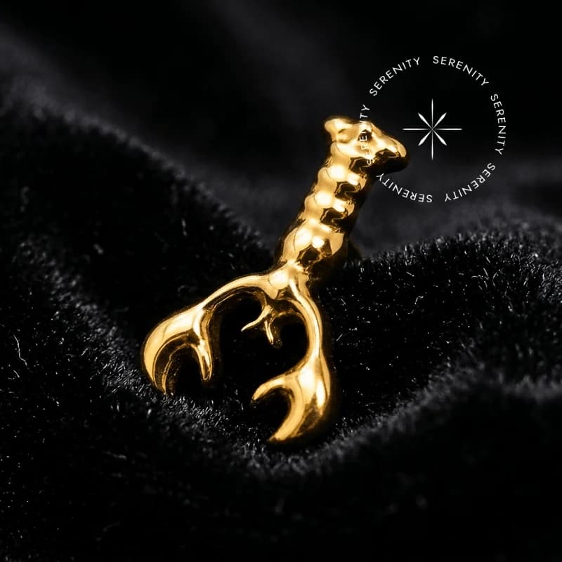 TN2049 - Topo Lagosta Push Pin - Titânio Revestido de Ouro 18k — foto 1