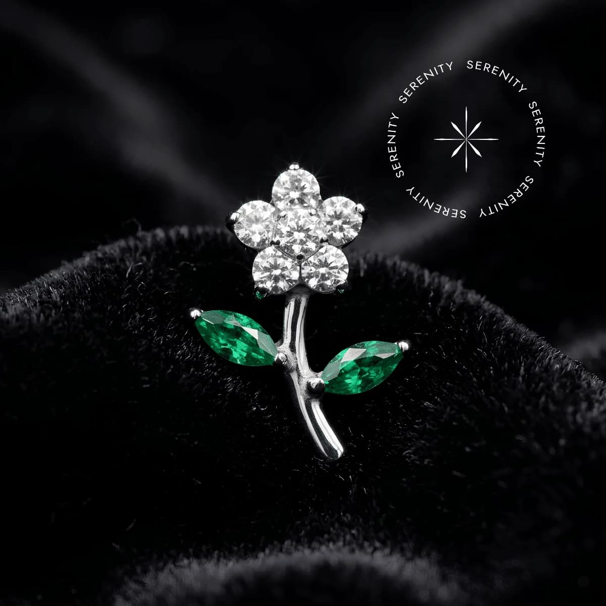 TN849 - Topo Cravejado Flor com Caule - Titânio Grau Implante (ASTM F136) — foto 1